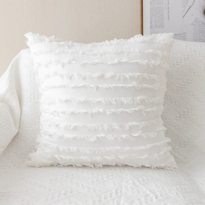 Chic Daisy Floral White Embroidery Pillow Cushion Cover - Brasss Living