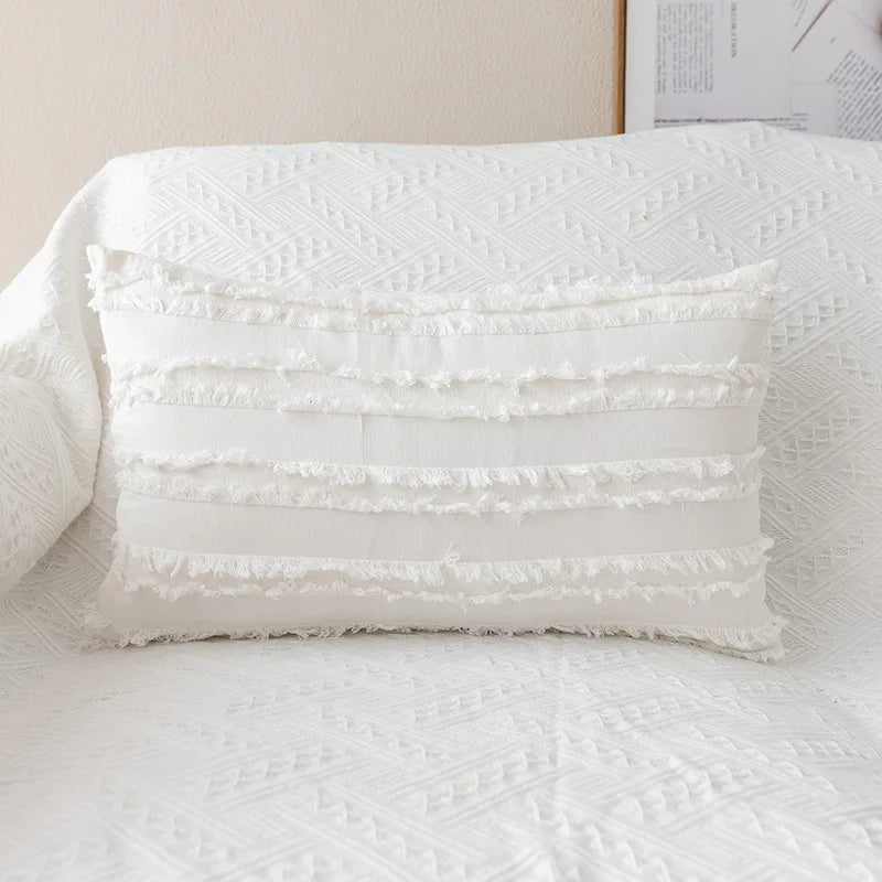 Chic Daisy Floral White Embroidery Pillow Cushion Cover - Brasss Living