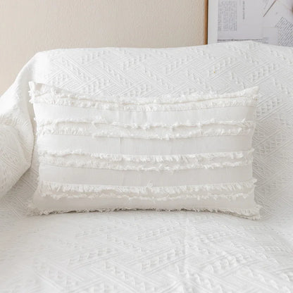 Chic Daisy Floral White Embroidery Pillow Cushion Cover - Brasss Living