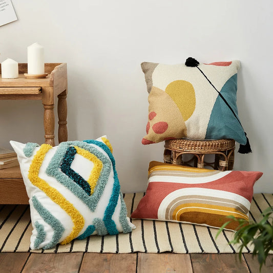 Color Block Tufted Pillow Cushion Cover - Brasss Living