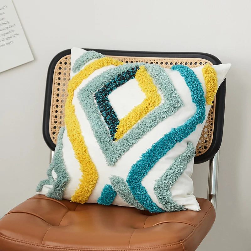 Color Block Tufted Pillow Cushion Cover - Brasss Living