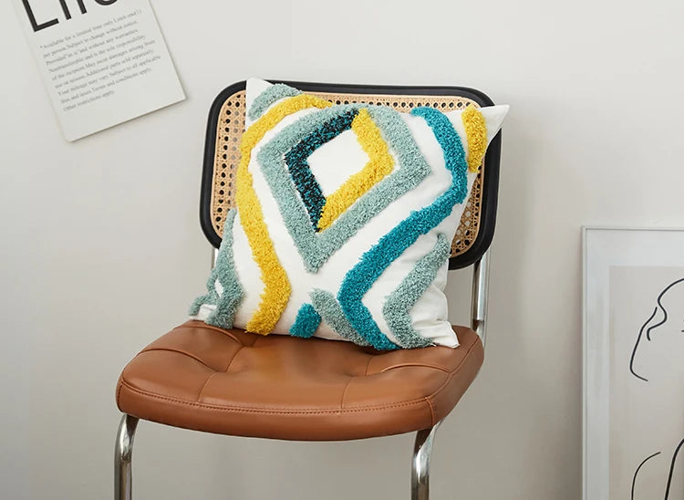 Color Block Tufted Pillow Cushion Cover - Brasss Living