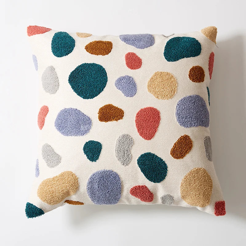 Colorful Dots Embroidery Soft Cozy Pillow Cover - Brasss Living