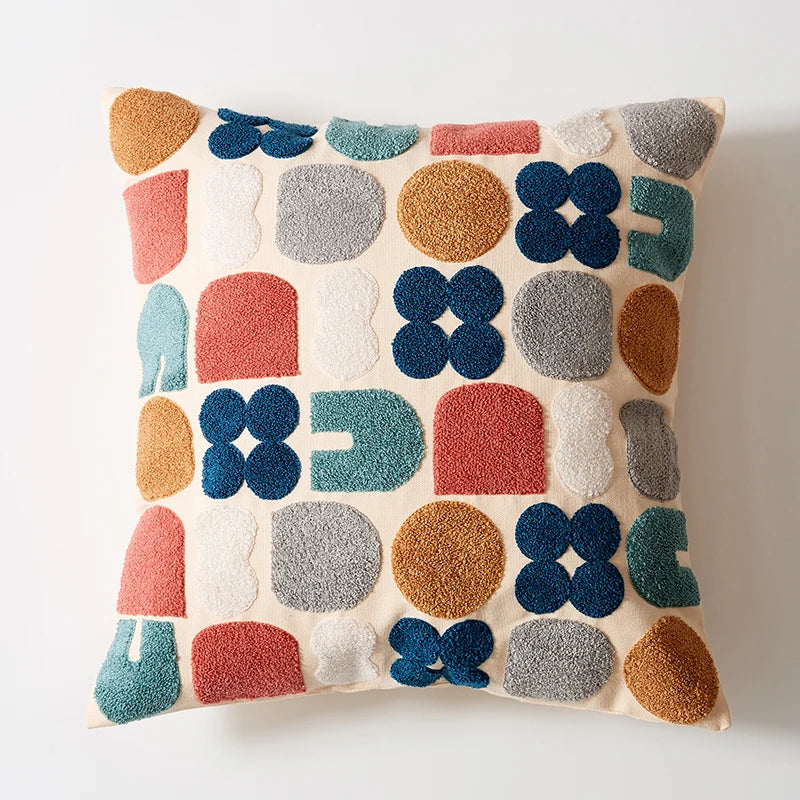 Colorful Dots Embroidery Soft Cozy Pillow Cover - Brasss Living