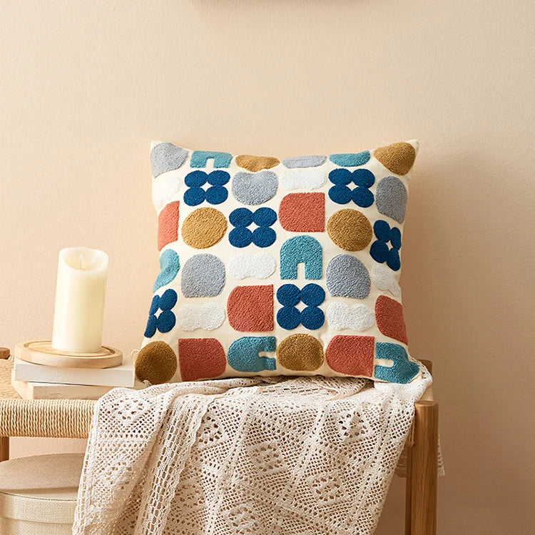 Colorful Dots Embroidery Soft Cozy Pillow Cover - Brasss Living