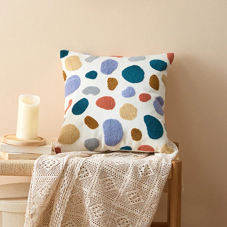 Colorful Dots Embroidery Soft Cozy Pillow Cover - Brasss Living