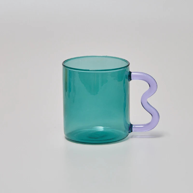 Colorful Ear Glass Mug Handmade Wave Coffee Cup Drinkware - Brasss Living