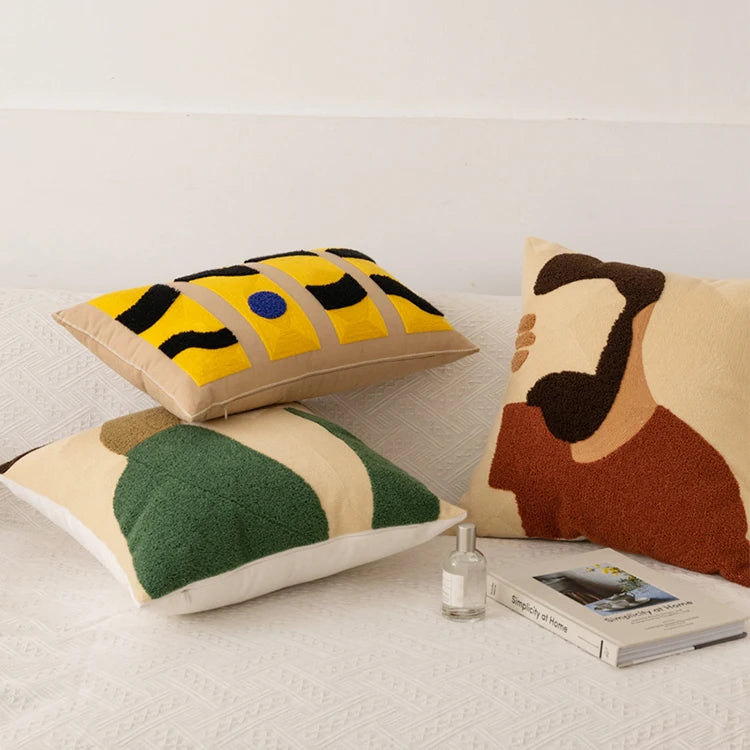 Comfort Cozy Abstract Embroidery Pillow Cushion Cover - Brasss Living