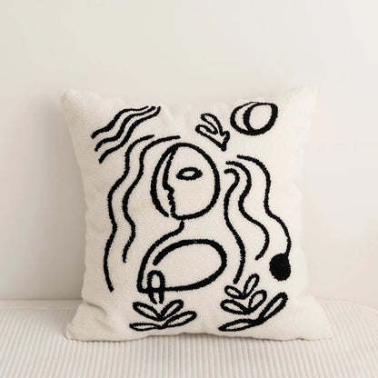 Comfort Cozy Abstract Embroidery Pillow Cushion Cover - Brasss Living