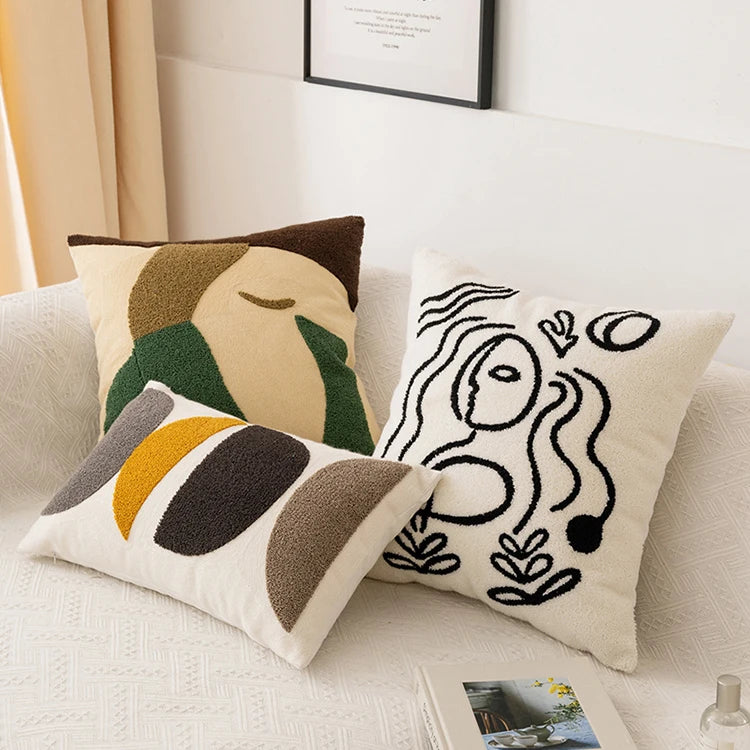 Comfort Cozy Abstract Embroidery Pillow Cushion Cover - Brasss Living