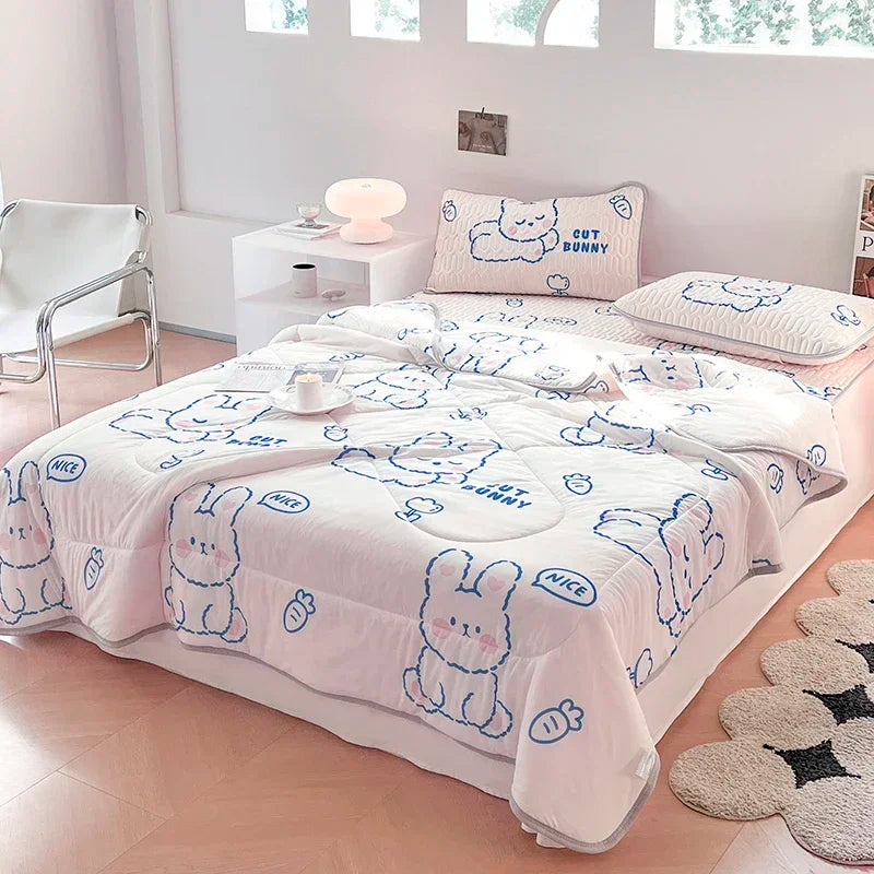 Cool Feeling Summer Blanket Set Latex Bed Mat Comforter - Brasss Living