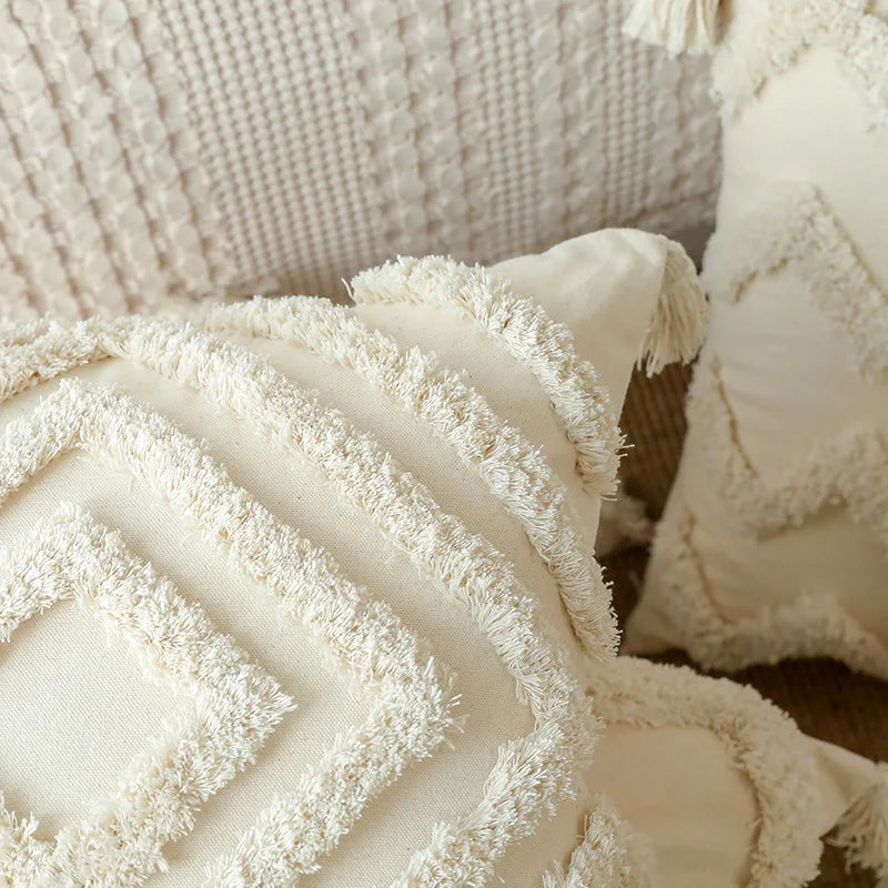 Cotton Tufted Cushion Cover with Tassel Retro Pillowcase - Brasss Living