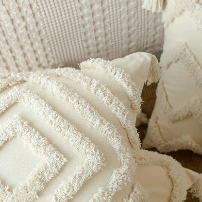 Cotton Tufted Cushion Cover with Tassel Retro Pillowcase - Brasss Living