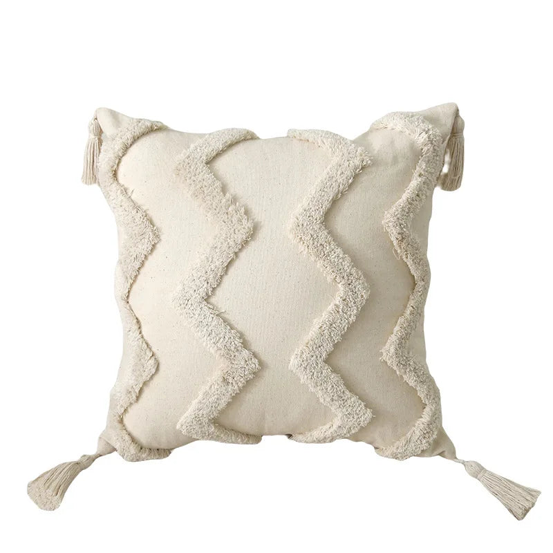 Cotton Tufted Cushion Cover with Tassel Retro Pillowcase - Brasss Living