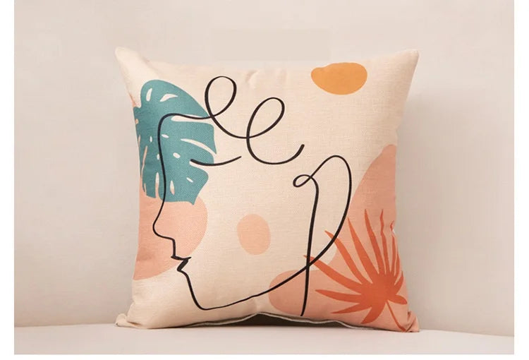 Creative Abstract Art Face Pillow Cushion Cover - Brasss Living