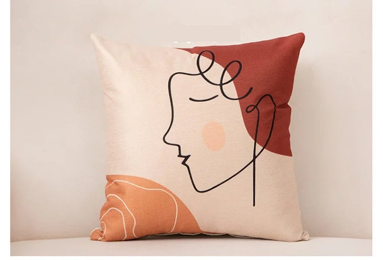 Creative Abstract Art Face Pillow Cushion Cover - Brasss Living