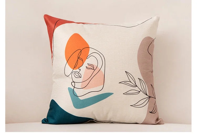 Creative Abstract Art Face Pillow Cushion Cover - Brasss Living