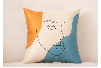 Creative Abstract Art Face Pillow Cushion Cover - Brasss Living