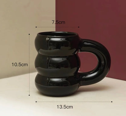 Creative Ceramic Mug Nordic Coffee Cups Big Handgrip Design - Brasss Living