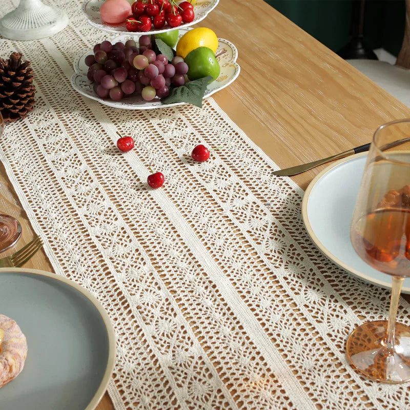 Crochet Encrypted Tassel Table Runner Luxury Covering - Brasss Living