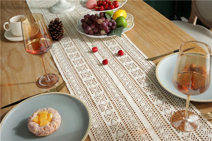 Crochet Encrypted Tassel Table Runner Luxury Covering - Brasss Living