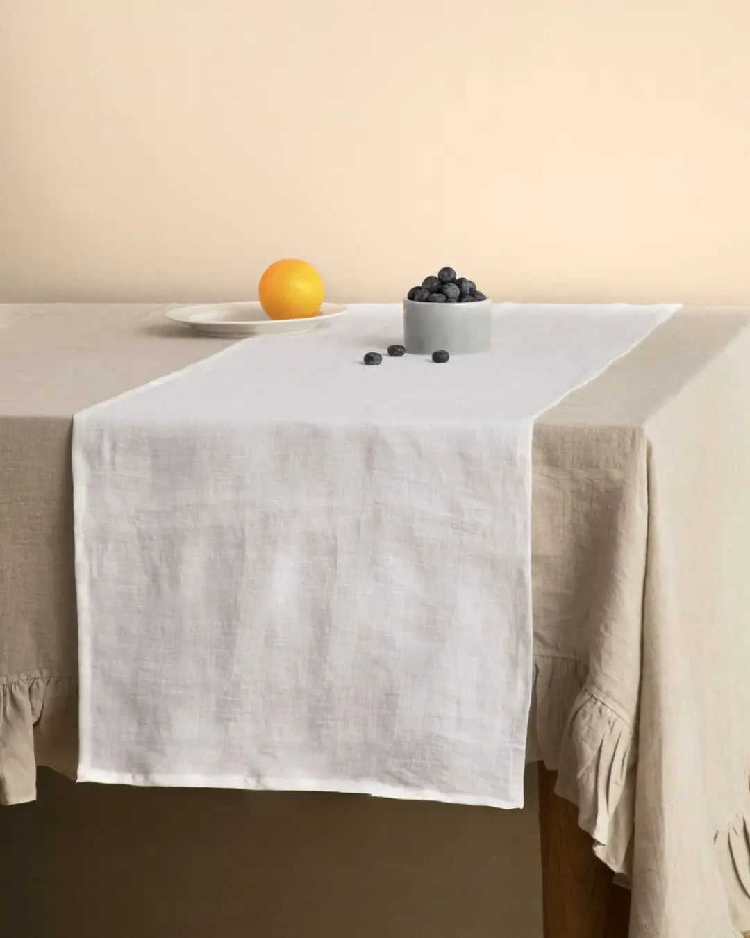 Elegant Solid Colour Pure Linen Table Runner Placemat - Brasss Living