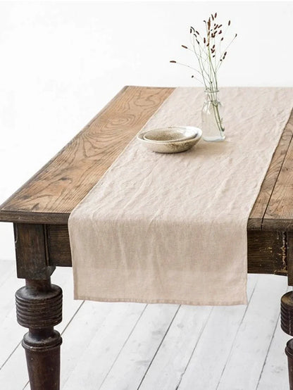 Elegant Solid Colour Pure Linen Table Runner Placemat - Brasss Living