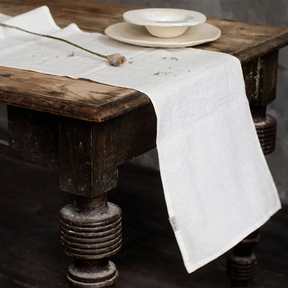 Elegant Solid Colour Pure Linen Table Runner Placemat - Brasss Living