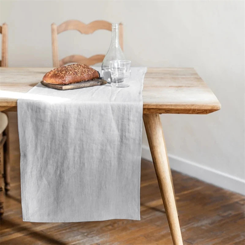 Elegant Solid Colour Pure Linen Table Runner Placemat - Brasss Living