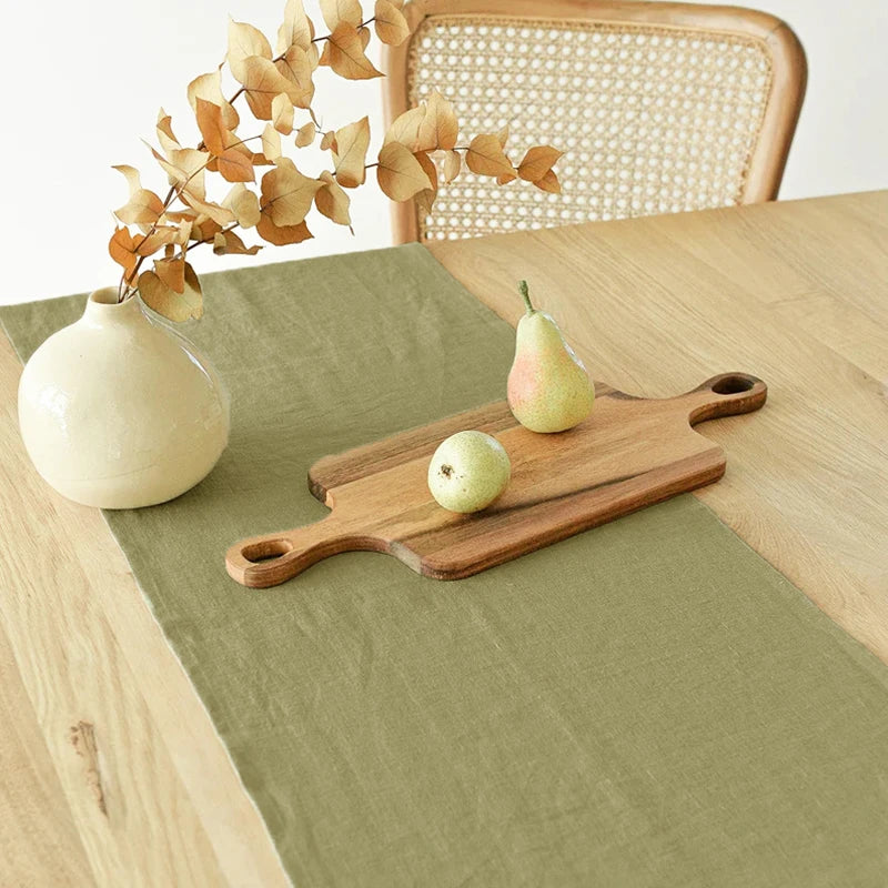 Elegant Solid Colour Pure Linen Table Runner Placemat - Brasss Living