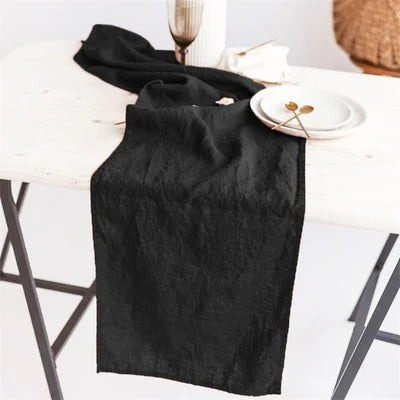 Elegant Solid Colour Pure Linen Table Runner Placemat - Brasss Living