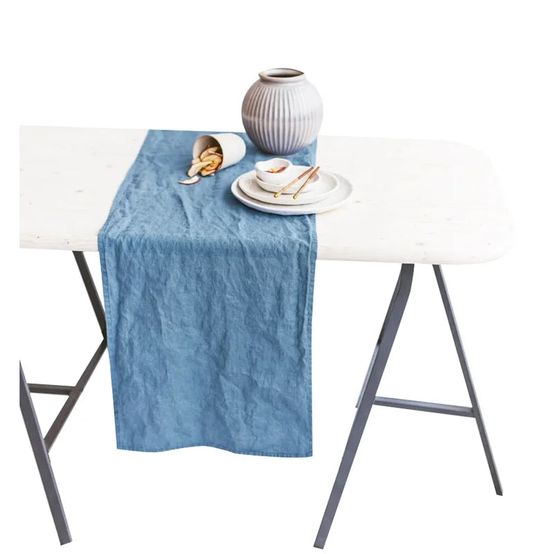 Elegant Solid Colour Pure Linen Table Runner Placemat - Brasss Living