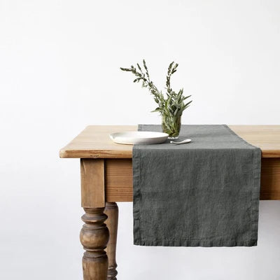 Elegant Solid Colour Pure Linen Table Runner Placemat - Brasss Living