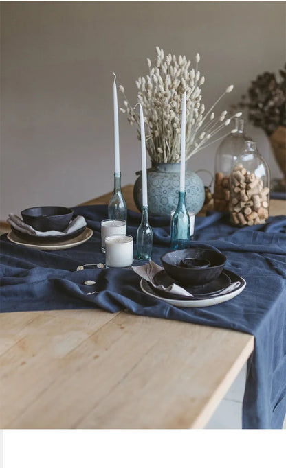 Elegant Solid Colour Pure Linen Table Runner Placemat - Brasss Living