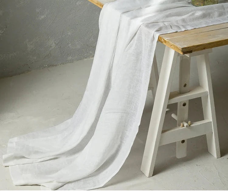 Elegant Solid Colour Pure Linen Table Runner Placemat - Brasss Living