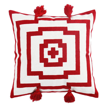 Floral Embroidery Color Block Pillow Cushion Cover - Brasss Living