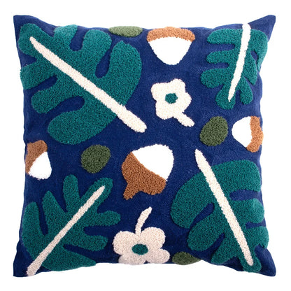 Floral Embroidery Color Block Pillow Cushion Cover - Brasss Living