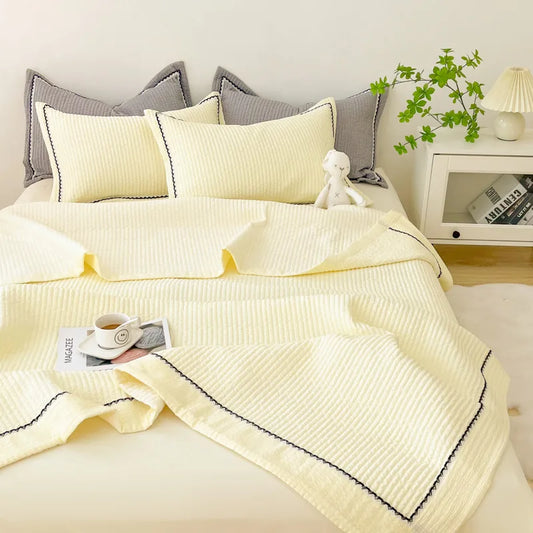 French Style Quilted Summer Comforter Set Blanket - Brasss Living