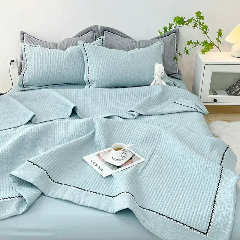 French Style Quilted Summer Comforter Set Blanket - Brasss Living