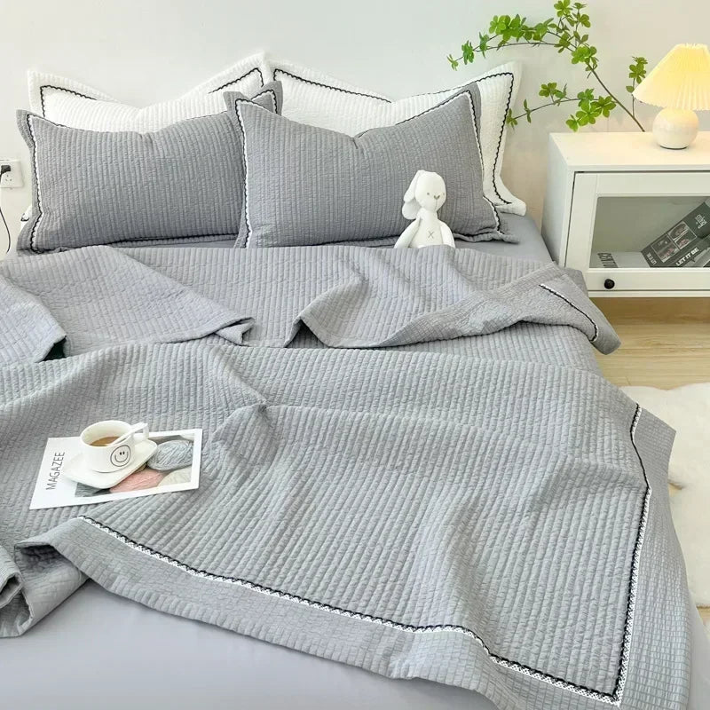 French Style Quilted Summer Comforter Set Blanket - Brasss Living