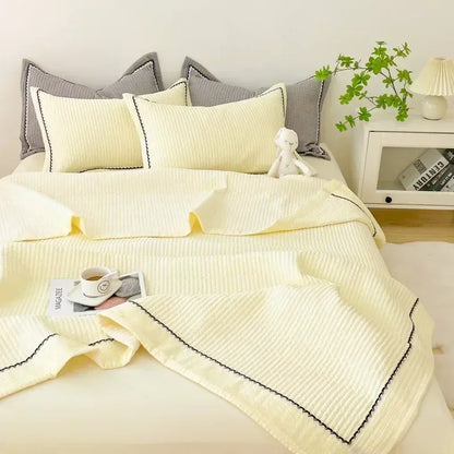 French Style Quilted Summer Comforter Set Skin-friendly Blanket - Brasss Living