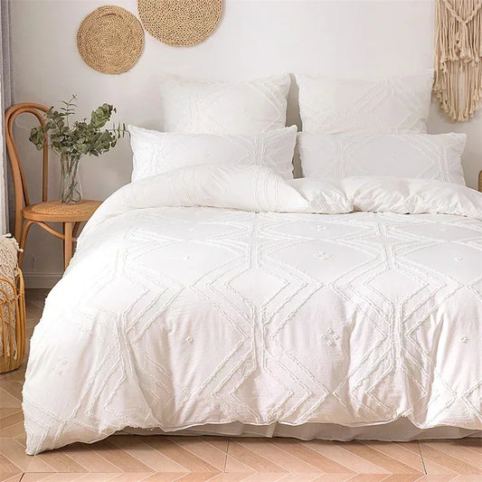 Geometric Crafts Cut Flowers Bedding Set Solid Duvet Cover - Brasss Living