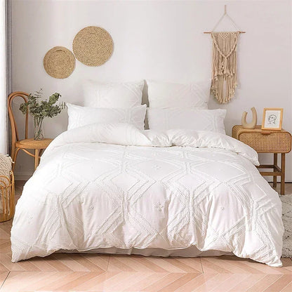 Geometric Crafts Cut Flowers Bedding Set Solid Duvet Cover - Brasss Living