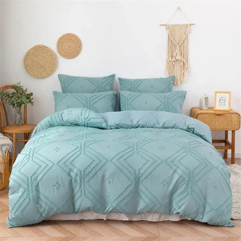 Geometric Crafts Cut Flowers Bedding Set Solid Duvet Cover - Brasss Living