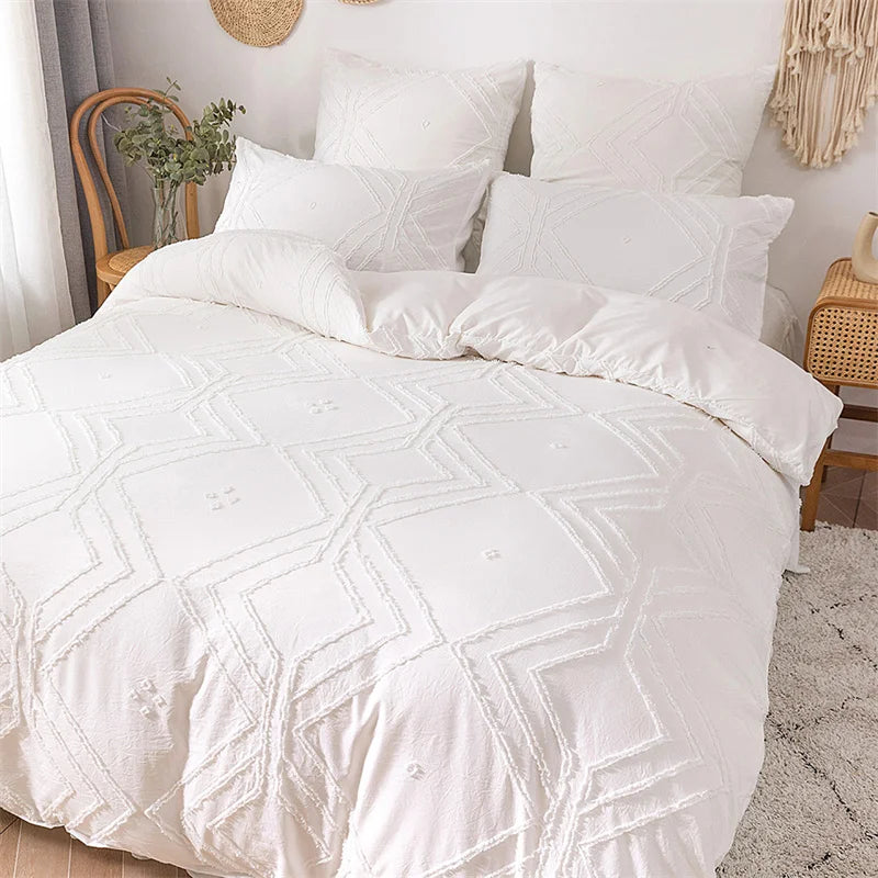 Geometric Crafts Cut Flowers Bedding Set Solid Duvet Cover - Brasss Living