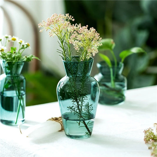 Glass Table Vase Creative Decorative Bottles Clear Glass Vases - Brasss Living