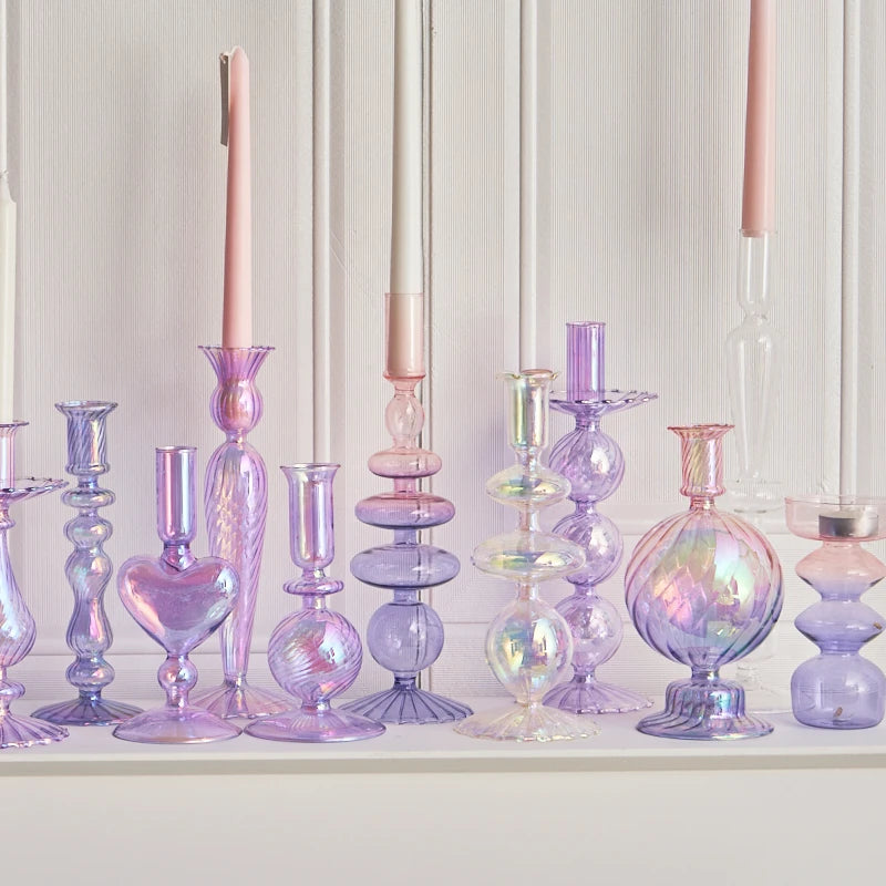 Glass Vases Nordic Candlestick Candle Stick Holder Flower Vase - Brasss Living