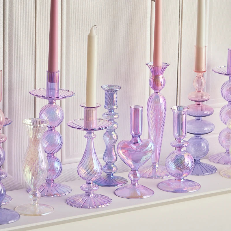 Glass Vases Nordic Candlestick Candle Stick Holder Flower Vase - Brasss Living