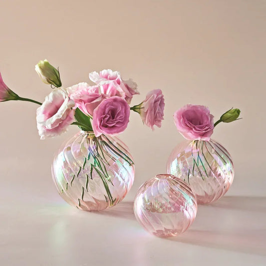 Iridescent Ball Vases Living Room Flower Pot Interior Glass Vase - Brasss Living