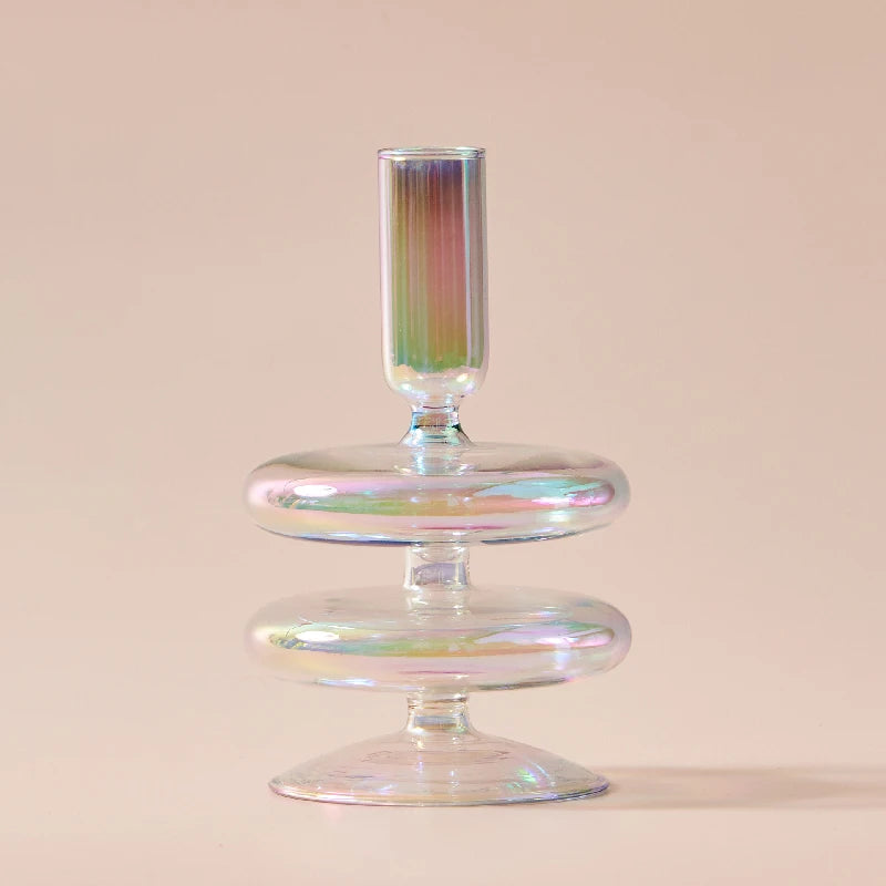 Iridescent Candle Holders Rainbow Nordic Vase Glass Holder - Brasss Living